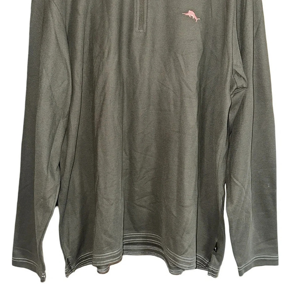 Tommy Bahama 1/3 Zip Olive Green Pullover Shirt Size XXL - Picture 3 of 8